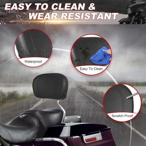 مسند ظهر قابل للفصل سيسي بار مسند ظهر للركاب مع وسادة متوافقة مع Touring Road King Electra Glide Street Glide Road Glide FLHR FLHX FLHT FLTR 1997-2008 (كروم) in Kuwait