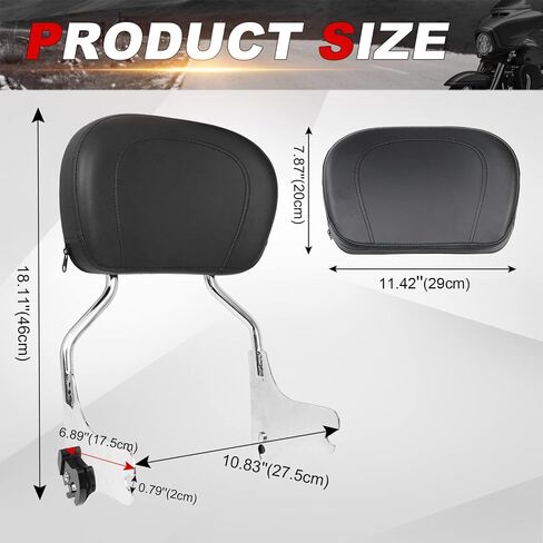 مسند ظهر قابل للفصل سيسي بار مسند ظهر للركاب مع وسادة متوافقة مع Touring Road King Electra Glide Street Glide Road Glide FLHR FLHX FLHT FLTR 1997-2008 (كروم) in Kuwait