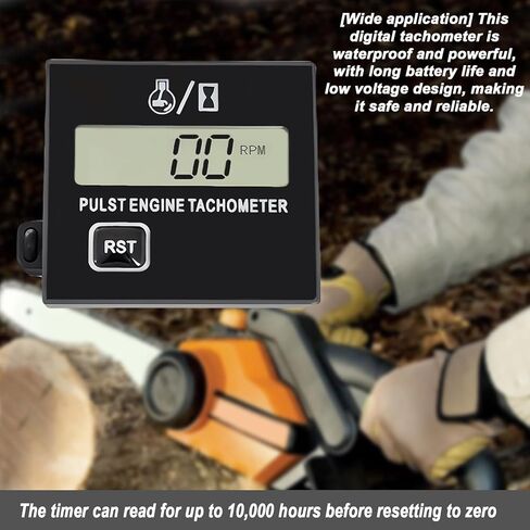 Digital Tachometer, Small Engine Tachometer, Digital Inductive Tachometer with Clip, Motorcycle Tachometer with Digital Display Timer Gauge, Chainsaw Tachometer for Small Gasoline Engines in Kuwait