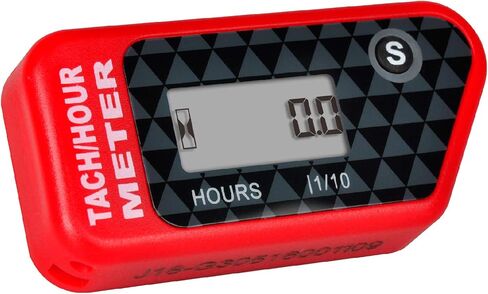 Digital LCD Tachometer Inductive Tach Hour Meter Display Max RPM Waterproof for Most Gas Engine Marine ATV Generator Lawn Tractor Motorcycle (Orange) in Saudi Arabia