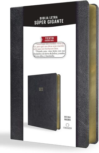 Biblia Reina Valera letra súper gigante, símil piel negro / Spanish Bible Reina Valera Super Giant Print, Black Leathersoft in Saudi Arabia