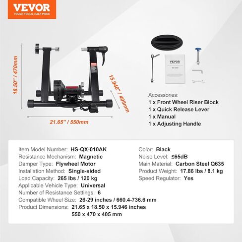حامل مدرب الدراجة VEVOR، حامل دراجة ثابت مغناطيسي لعجلات 26 بوصة - 29 بوصة، 6 إعدادات مقاومة، محرك دولاب الموازنة للحد من الضوضاء، لممارسة الركوب في الأماكن المغلقة، رافعة سريعة التحرير ورافعة العجلات الأمامية in Kuwait