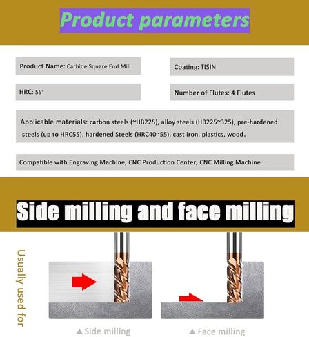 1 قطعة 4 مطحنة نهاية مربعة من كربيد المزامير - قطر 5 مم (0.196 بوصة)، قطر 5 مم (0.196 بوصة) Shk Dia - لقم توجيه CNC صغيرة الحبوب قاطعة طحن كربيد لسبائك الفولاذ/الفولاذ المقوى - HRC55 - مطلي بـ TISIN in Kuwait