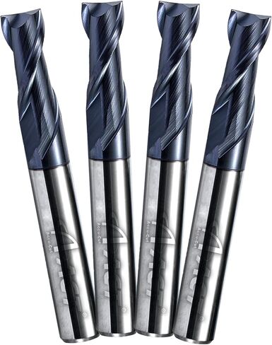 ACCUCUT I2KES 2 فلوت 1/8 بوصة مطحنة نهاية مربعة من الكربيد - لقمة طحن للألمنيوم والصلب والنحاس والبلاستيك والسبائك - حلزون 35 درجة، لقمة توجيه CNC مطلية بـ AlTiN in Kuwait