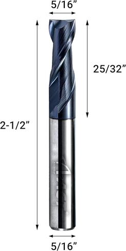 ACCUCUT I2KES 2 فلوت 1/8 بوصة مطحنة نهاية مربعة من الكربيد - لقمة طحن للألمنيوم والصلب والنحاس والبلاستيك والسبائك - حلزون 35 درجة، لقمة توجيه CNC مطلية بـ AlTiN in Kuwait