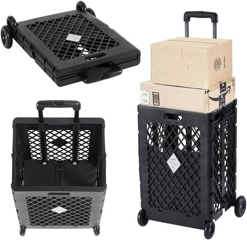 عربة تسوق محمولة قابلة للطي بعجلات - عربة أدوات دوارة/دوللي قابلة للطي - سعة 55/80 رطلًا - كبيرة in Kuwait