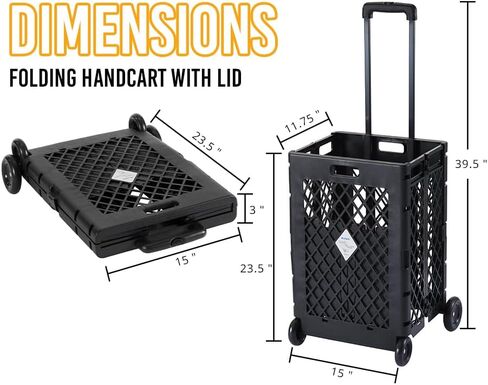 عربة تسوق محمولة قابلة للطي بعجلات - عربة أدوات دوارة/دوللي قابلة للطي - سعة 55/80 رطلًا - كبيرة in Kuwait