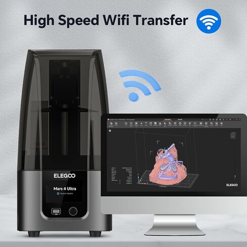 طابعة ELEGOO Mars 4 الراتنج ثلاثية الأبعاد مع شاشة LCD أحادية اللون 7 بوصة 9K COB مصدر ضوء الأشعة فوق البنفسجية وواقي الشاشة حجم الطباعة 153.36 مم * 77.76 مم * 175 مم in Kuwait