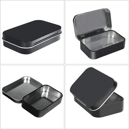 Metal Rectangular Empty Hinged Tins - Black Mini Portable Box Containers Small Storage Kit & Home Organizer for Storage Drawing Pin Candies Jewelry Crafts(Black, 40 Pack) in Saudi Arabia