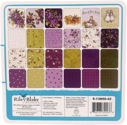 Anne of Green Gables 5" Stacker 42 5-inch Squares Charm Pack Riley Blake Designs 5-13850-42 in Saudi Arabia