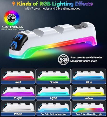 PS5 Controller Charger with Headset Holder, PS5 Controller Charging Station with Upgraded Touch Switch, OIVO PlayStation 5 Charging Station with Fast Charging Cord, PlayStation 5 Controller Charger in Kuwait