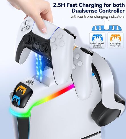 PS5 Controller Charger with Headset Holder, PS5 Controller Charging Station with Upgraded Touch Switch, OIVO PlayStation 5 Charging Station with Fast Charging Cord, PlayStation 5 Controller Charger in Kuwait