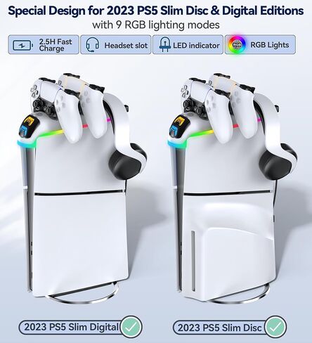 PS5 Controller Charger with Headset Holder, PS5 Controller Charging Station with Upgraded Touch Switch, OIVO PlayStation 5 Charging Station with Fast Charging Cord, PlayStation 5 Controller Charger in Kuwait