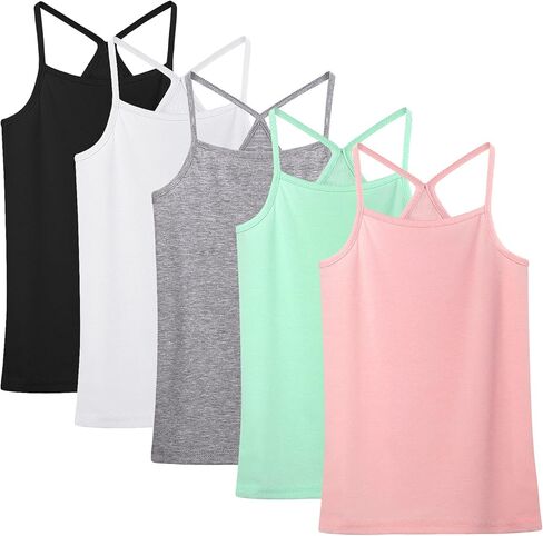 قميص علوي بدون أكمام للفتيات للرقص من Cooraby مكون من 5 قطع بدون أكمام وحزام سباغيتي للباليه in Kuwait