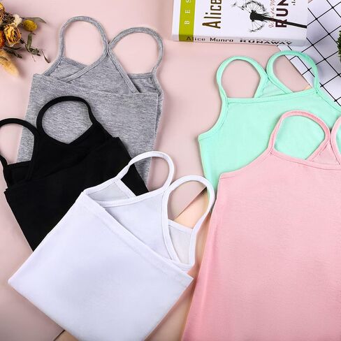 قميص علوي بدون أكمام للفتيات للرقص من Cooraby مكون من 5 قطع بدون أكمام وحزام سباغيتي للباليه in Kuwait