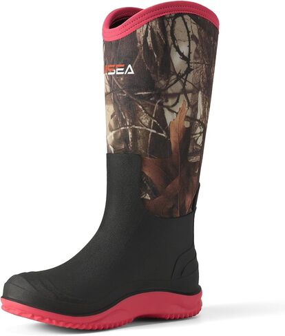 HISEA Women's Mud Rain Boots, Waterproof Tall Garden Shoes | Insulated Neoprene Rubber, Anti-Slip Sole, Outdoor Work Boots for Hunting, Gardening, Farming, Muddy Yard Work in Saudi Arabia
