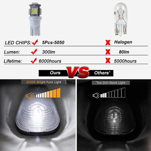 5X مصابيح دخان سوداء لسقف الكابينة مع مصابيح LED بيضاء متوافقة مع شاحنات Ford F150 F250 F350 F450 F550 F650 F750 E150 E250 E350 E450 1999-2016 Super Duty Pickup in Kuwait