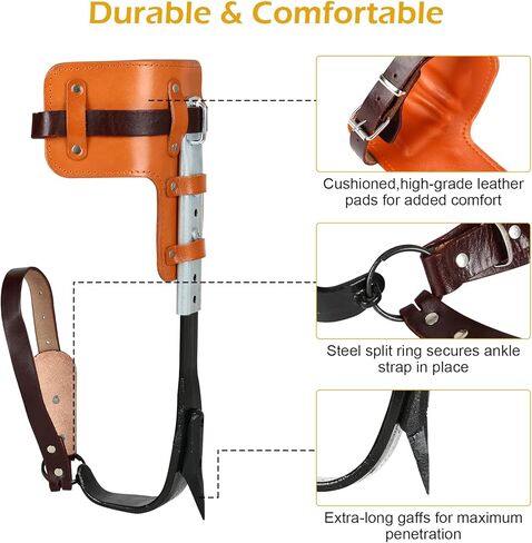 مسامير تسلق الأشجار، معدات تسلق الأشجار قابلة للتعديل مع حزام تسلق، خط قلاب أساسي من أسلاك الفولاذ وخطوات شجرة الصيد، مجموعة أدوات التسلق مع أداة ضبط الحبل ذات القفل الثلاثي لأعمال الشجرة in Kuwait