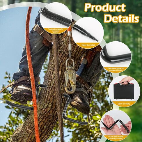 مسامير تسلق الأشجار، معدات تسلق الأشجار قابلة للتعديل مع حزام تسلق، خط قلاب أساسي من أسلاك الفولاذ وخطوات شجرة الصيد، مجموعة أدوات التسلق مع أداة ضبط الحبل ذات القفل الثلاثي لأعمال الشجرة in Kuwait