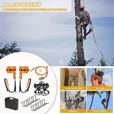 مسامير تسلق الأشجار، معدات تسلق الأشجار قابلة للتعديل مع حزام تسلق، خط قلاب أساسي من أسلاك الفولاذ وخطوات شجرة الصيد، مجموعة أدوات التسلق مع أداة ضبط الحبل ذات القفل الثلاثي لأعمال الشجرة in Kuwait
