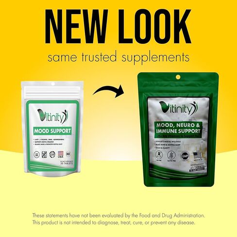 مكمل لدعم المزاج، تخفيف الاسترخاء، نبتة سانت جون، الروديولا الوردية، زهرة العاطفة، البابونج، 5-HTP-أعشاب تدعم النوم، طاقة إيجابية، رفاهية عامة (45 قرصًا) in Kuwait