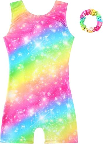 HOZIY Gymnastics Leotards for Girls with Shorts Biketards Dance Tumbling Outfits Matching Scrunchies 1-10 Years Old in Saudi Arabia