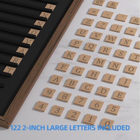 لوح حروف كبير جدًا من البلاط مقاس 47 × 35 بوصة، لوح حروف خشبي بإطار من خشب البلوط الصلب، لوحة قائمة مع حروف وأرقام قابلة للتغيير، لوحة قائمة أسعار الصالون للإعلان والأعمال والمطاعم in Kuwait