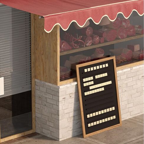 لوح حروف كبير جدًا من البلاط مقاس 47 × 35 بوصة، لوح حروف خشبي بإطار من خشب البلوط الصلب، لوحة قائمة مع حروف وأرقام قابلة للتغيير، لوحة قائمة أسعار الصالون للإعلان والأعمال والمطاعم in Kuwait