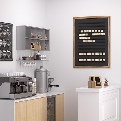 لوح حروف كبير جدًا من البلاط مقاس 47 × 35 بوصة، لوح حروف خشبي بإطار من خشب البلوط الصلب، لوحة قائمة مع حروف وأرقام قابلة للتغيير، لوحة قائمة أسعار الصالون للإعلان والأعمال والمطاعم in Kuwait