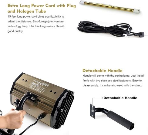 KIMSING IR1 مصباح معالجة الطلاء بالأشعة تحت الحمراء للخبز على الموجات القصيرة باليد، طاقة مقدرة 800 واط، 15 قدمًا إضافيًا، مصباح سخان بالأشعة تحت الحمراء، مجفف لعلاج الطلاء، إصلاح الجسم التلقائي أو البقع، برايمر التجفيف in Kuwait