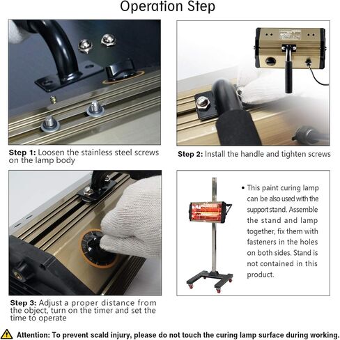 KIMSING IR1 مصباح معالجة الطلاء بالأشعة تحت الحمراء للخبز على الموجات القصيرة باليد، طاقة مقدرة 800 واط، 15 قدمًا إضافيًا، مصباح سخان بالأشعة تحت الحمراء، مجفف لعلاج الطلاء، إصلاح الجسم التلقائي أو البقع، برايمر التجفيف in Kuwait