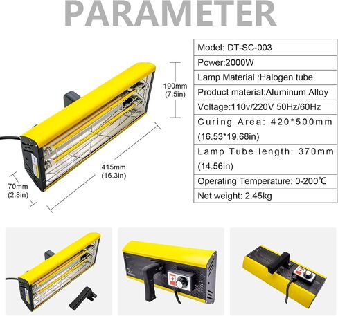 DATOU BOSS Infrared Paint Curing Lamp 2000W with Timer for Body Repair Paint Curing Systems, Automotive Body Repair Tools, Infrared Paint Dryer with Bracket 110V in Saudi Arabia