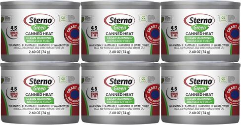 Sterno Green Chafing Dish Fuel Cans & Gel Fuel Cans for Food Warmer & Portable Stoves, 45-Minute Burn Time, - Pack of 6 in Kuwait