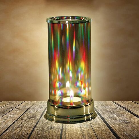 SIGNALS Glass Hurricane Candle Holder Rainbow Prism Crystal Candle Holder, Tealight Candle Lantern, 7 Inch in Kuwait