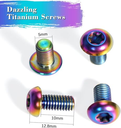 12 قطعة من مسامير دوارة التيتانيوم، مسامير دوارة قرص الفرامل للدراجة M5x10mm (قوس قزح) in Kuwait