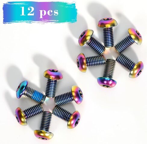 12 قطعة من مسامير دوارة التيتانيوم، مسامير دوارة قرص الفرامل للدراجة M5x10mm (قوس قزح) in Kuwait