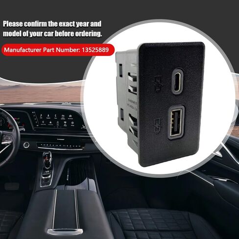محول مساعد موصل USB 13525889 مناسب لكاديلاك إسكاليد تاهو سيلفرادو سوبربان جي إم سي يوكون سييرا 1500 2500 3500 وحدة التحكم جاك مساعد USB-C منفذ شحن مزدوج in Kuwait