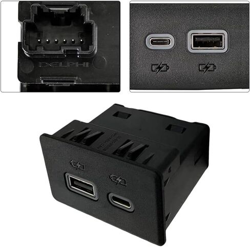 محول مساعد موصل USB 13525889 مناسب لكاديلاك إسكاليد تاهو سيلفرادو سوبربان جي إم سي يوكون سييرا 1500 2500 3500 وحدة التحكم جاك مساعد USB-C منفذ شحن مزدوج in Kuwait
