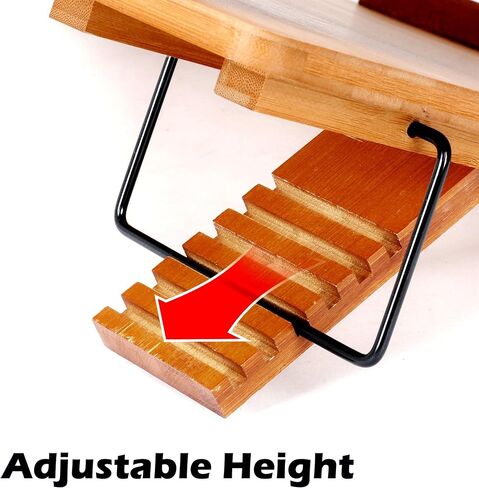 MYOYAY Large Bamboo Book Stand for Reading Double Layer Foldable Desktop Book Holder with Page Clips Adjustable Desktop Document Holder for Home Office Writing Drawing 19.69" x 14.17" 6 Levels in Saudi Arabia