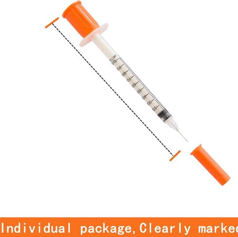 20 Pack 1ml 1cc Plastic Measuring Cylinder with 30Ga 0.5 Inches, Individually Sealed Packaged in Saudi Arabia