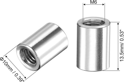 uxcell Round Weld Nuts, M6 x 10mm x 17mm Weld On Bung Female Nut Threaded - 201 Stainless Steel Insert Weldable 10pcs in Saudi Arabia