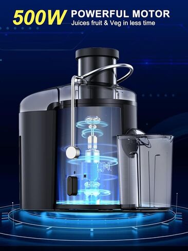 Juicer Machine, 500W Juicer with 3 Inch Wide Mouth 2 Speed Setting, Centrifugal Juicer for Fruit And Vegetables Juice Extractor Easy to Clean, BPA Free in Kuwait