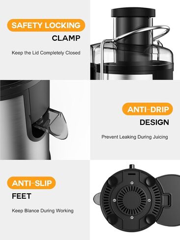 Juicer Machine, 500W Juicer with 3 Inch Wide Mouth 2 Speed Setting, Centrifugal Juicer for Fruit And Vegetables Juice Extractor Easy to Clean, BPA Free in Kuwait