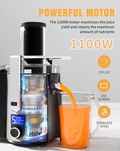 عصارة طرد مركزي، شاشة LCD بقوة 1100 وات مع مجرى تغذية 3 بوصات، آلة استخراج العصير، معالج عصير 5 سرعات للفواكه والخضروات، عصارة طاقة من الفولاذ المقاوم للصدأ، سهلة التنظيف، خالية من مادة BPA (أحمر) in Saudi Arabia
