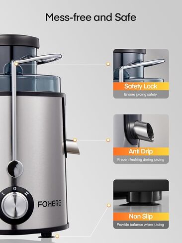 آلات عصارة، الجيل الجديد من آلات عصارة الخضار والفواكه سهلة التنظيف، عصارة طرد مركزي مدمجة بفم عريض 3 بوصات ومضادة للتنقيط، سرعات مزدوجة، وصفة وفرشاة، 400 وات in Kuwait