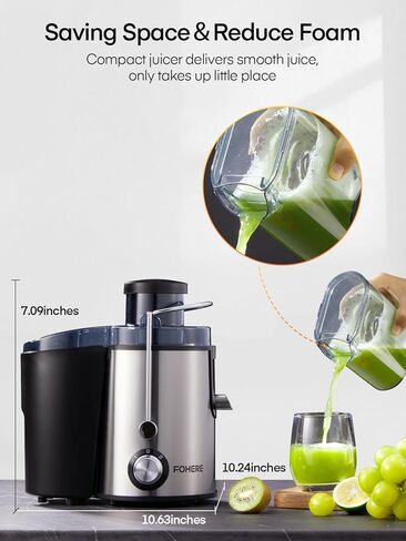 آلات عصارة، الجيل الجديد من آلات عصارة الخضار والفواكه سهلة التنظيف، عصارة طرد مركزي مدمجة بفم عريض 3 بوصات ومضادة للتنقيط، سرعات مزدوجة، وصفة وفرشاة، 400 وات in Kuwait