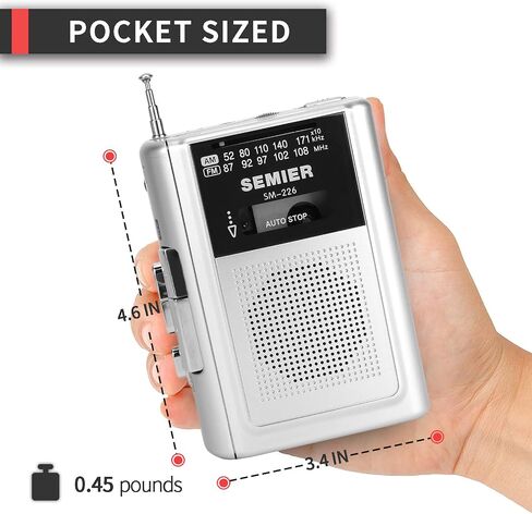 مشغل مسجل كاسيت Walkman عتيق محمول AM FM، مشغل شريط قديم مدمج مع مكبر صوت كبير، مقبس سماعة الأذن، مشبك حزام قابل للإزالة، مدعوم ببطارية DC أو AA للسفر والمنزل in Kuwait