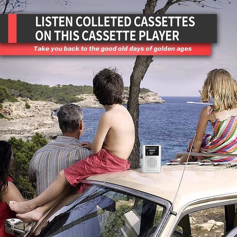 مشغل مسجل كاسيت Walkman عتيق محمول AM FM، مشغل شريط قديم مدمج مع مكبر صوت كبير، مقبس سماعة الأذن، مشبك حزام قابل للإزالة، مدعوم ببطارية DC أو AA للسفر والمنزل in Kuwait