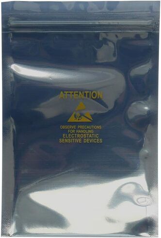 100PCS ESD Shielding Bag Open Top Anti-Static Ziplock Resealable Bag (80 X 120mm / 3.15 X 4.72 inches) Antistatic Label for Motherboard LCD Screen HDD SSD Electronic (Open Top & Non-Printing) in Saudi Arabia