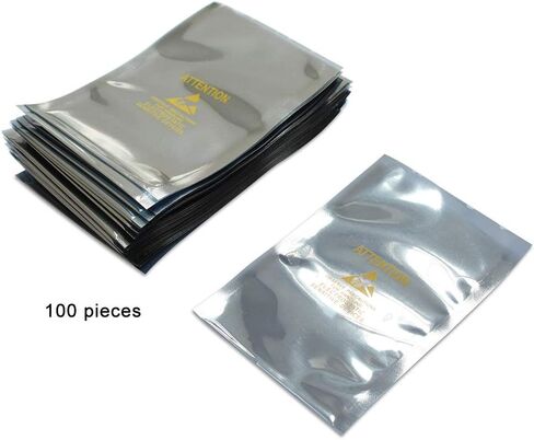 100PCS ESD Shielding Bag Open Top Anti-Static Ziplock Resealable Bag (80 X 120mm / 3.15 X 4.72 inches) Antistatic Label for Motherboard LCD Screen HDD SSD Electronic (Open Top & Non-Printing) in Saudi Arabia